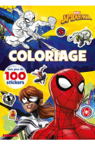 Marvel spider-man - coloriage avec plus de 100 stickers (peter parker et mile morales)