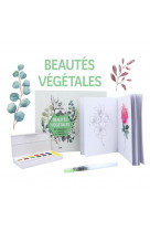 Coffret beautes vegetales - 30 illustrations a peindre a l-aquarelle - un carnet avec des feuilles d