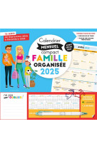 Calendrier mensuel compact famille organisee 2025 - de septembre 2024 a decembre 2025