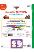 Disney - cars - mon cahier effaçable - j'écris les nombres et je compte (4-6 ans)