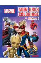 Marvel - mon gros coloriage + stickers ! - thor, captain marvel et groot