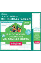 Le bloc mensuel organiseur ma famille green mémoniak 2021-2022   à aimanter sur le frigo