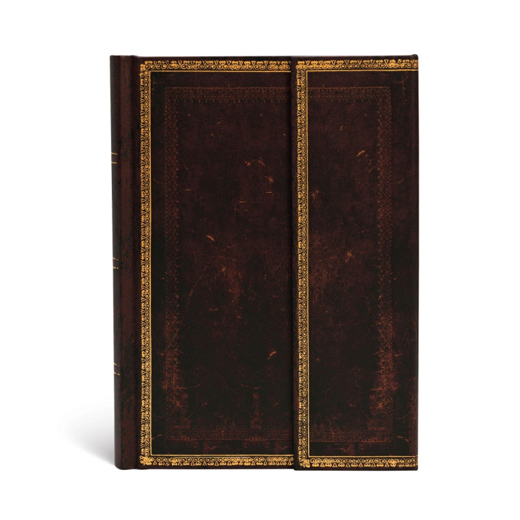 CARNET A COUVERTURE RIGIDE NOIR MAROCAIN - MIDI - LIGNE - 144 P. - XXX - PAPERBLANKS