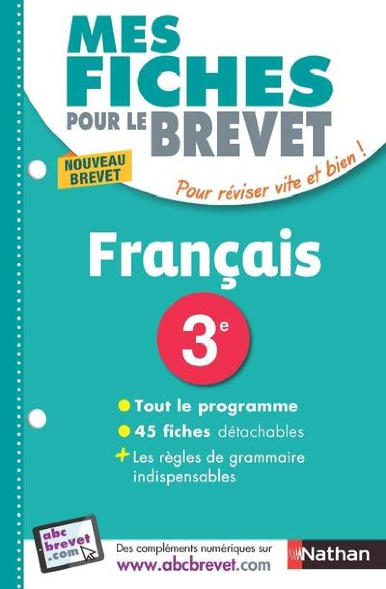 MES FICHES ABC DU BREVET FRANCAIS 3E - NE - DIRSON - Nathan