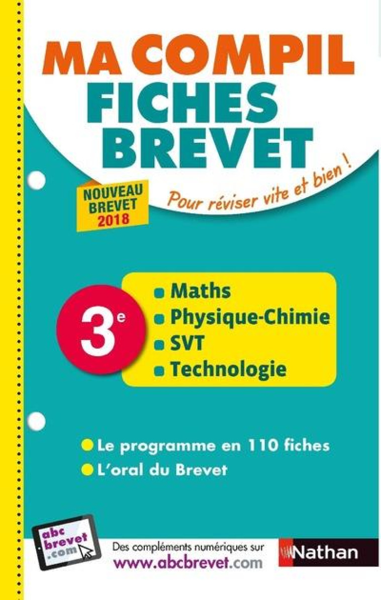 MA COMPIL FICHES BREVET - MATHS-PHYSIQUE CHIMIE-SVT-TECHNO 3EME 2018 - VOL36 - COPPENS/DOERLER - CLE INTERNAT