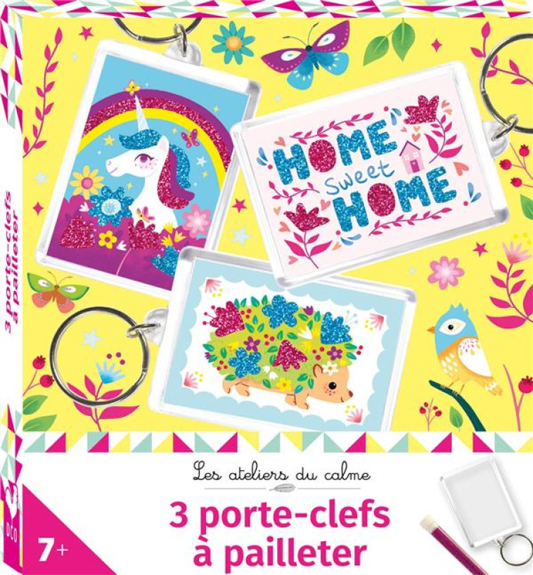 3 PORTE-CLEFS A PAILLETER - MINI BOITE AVEC ACCESSOIRES - FABRE LEA - NC