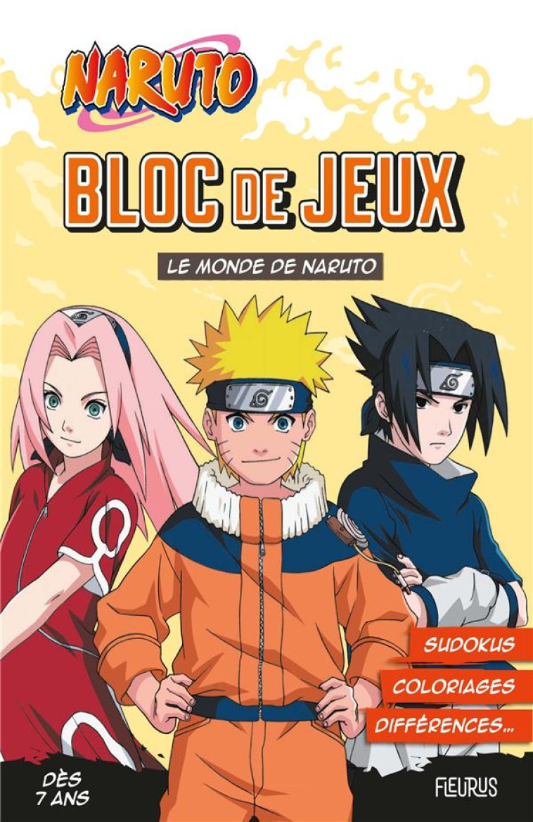 BLOC DE JEUX NARUTO - LE MONDE DE NARUTO - MICHEL TRAN ADELINE - FLEURUS