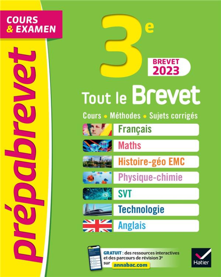 PREPABREVET TOUT LE BREVET - TOUT-EN-UN 3E - BREVET 2023 - POUR REUSSIR SA 3E ET SON BREVET - BUREAU/RATTIER - HATIER SCOLAIRE