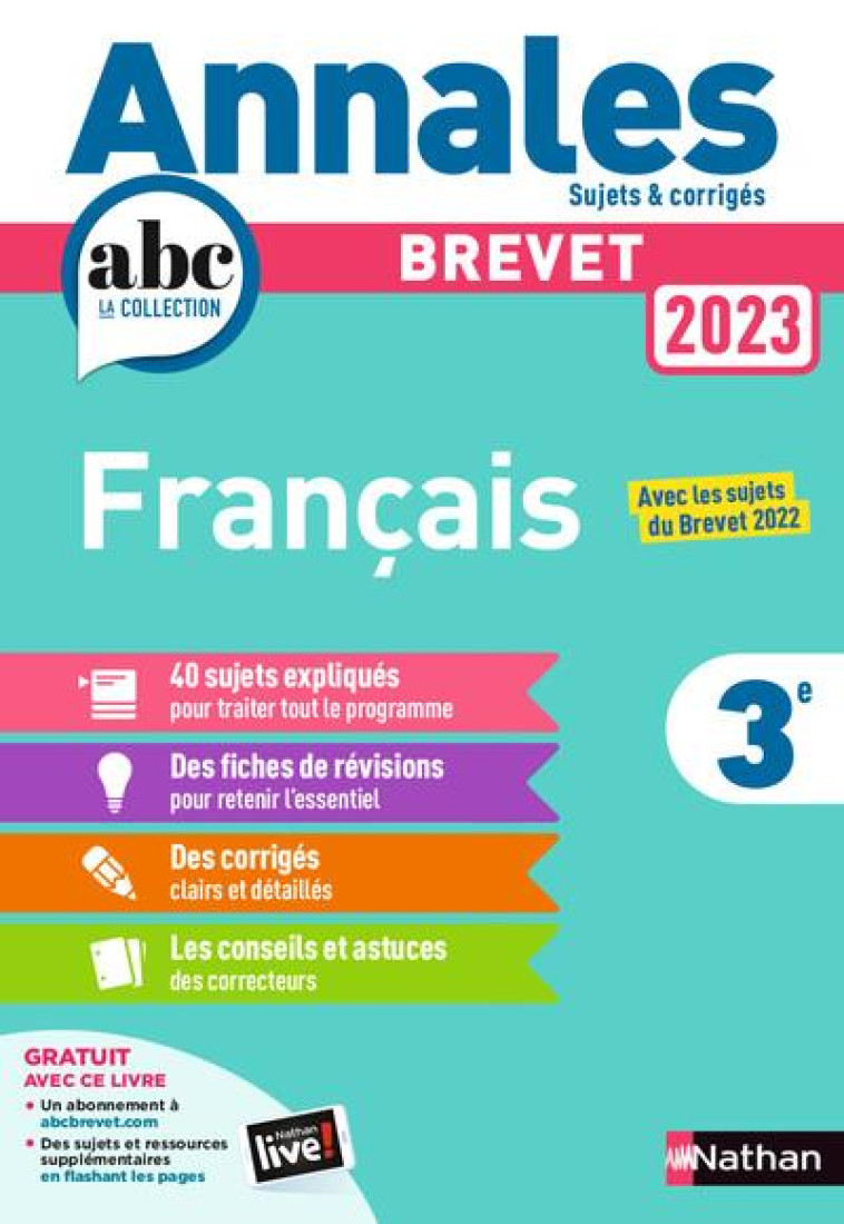 ANNALES BREVET 2023- FRANCAIS - CORRIGES - BOUHOURS THOMAS - CLE INTERNAT