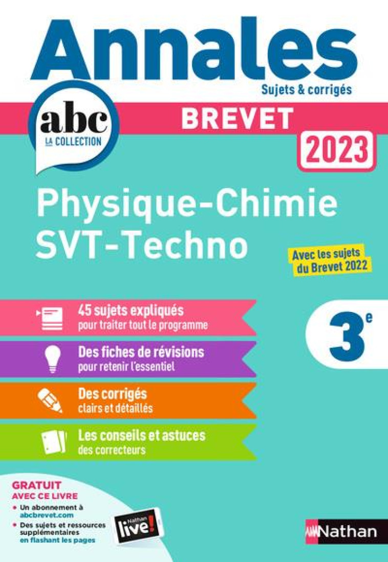 ANNALES BREVET 2023- PHYSIQUE CHIMIE - SVT - TECHNO - CORRIGE - COPPENS/DOERLER - CLE INTERNAT