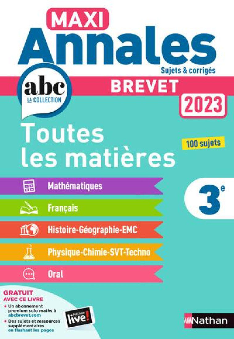 MAXI ANNALES BREVET 2023-CORRIGE - BOUHOURS THOMAS - CLE INTERNAT