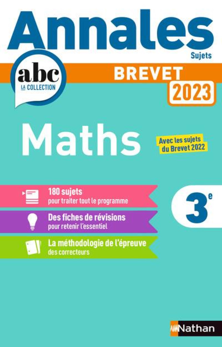 ANNALES BREVET 2023 MATHS - NON CORRIGE - FEUGERE/MORA - CLE INTERNAT