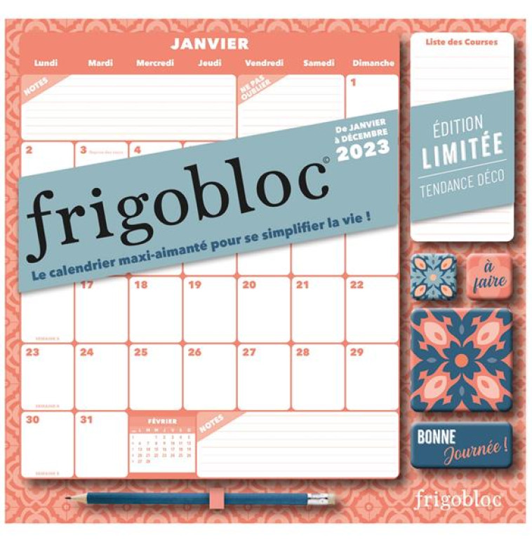 FRIGOBLOC MENSUEL 2023 DECO CORAIL (DE JANV. A DEC. 2023) - EDITION LIMITEE - CALENDRIER D'ORGANISAT - XXX - NC