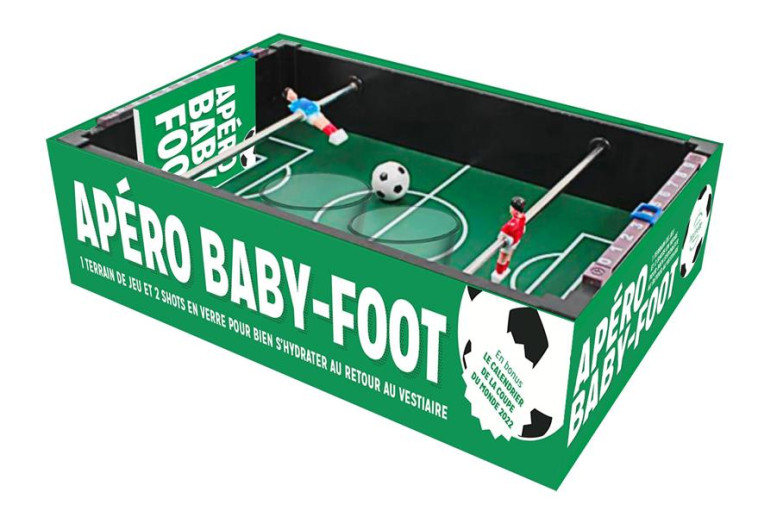 COFFRET APERO BABY FOOT - 1 TERRAIN DE JEU ET 2 SHOTS EN VERRE POUR BIEN S'HYDRATER AU RETOUR AU VES - XXX - HACHETTE