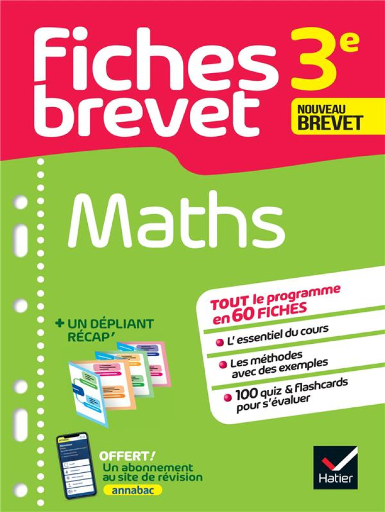 FICHES BREVET MATHS 3E BREVET 2023 - FICHES DE REVISION & QUIZ - DEMEILLERS BERNARD - HATIER SCOLAIRE