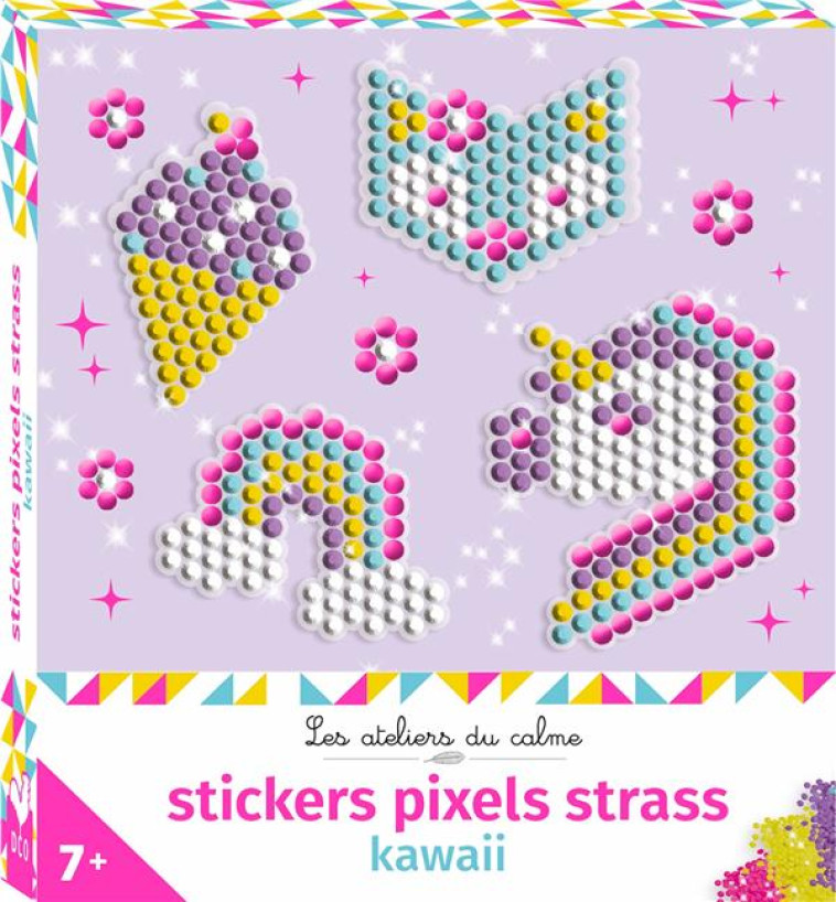 STICKERS PIXELS STRASS KAWAI - MINI BOITE AVEC ACCESSOIRES - COLLECTIF - NC