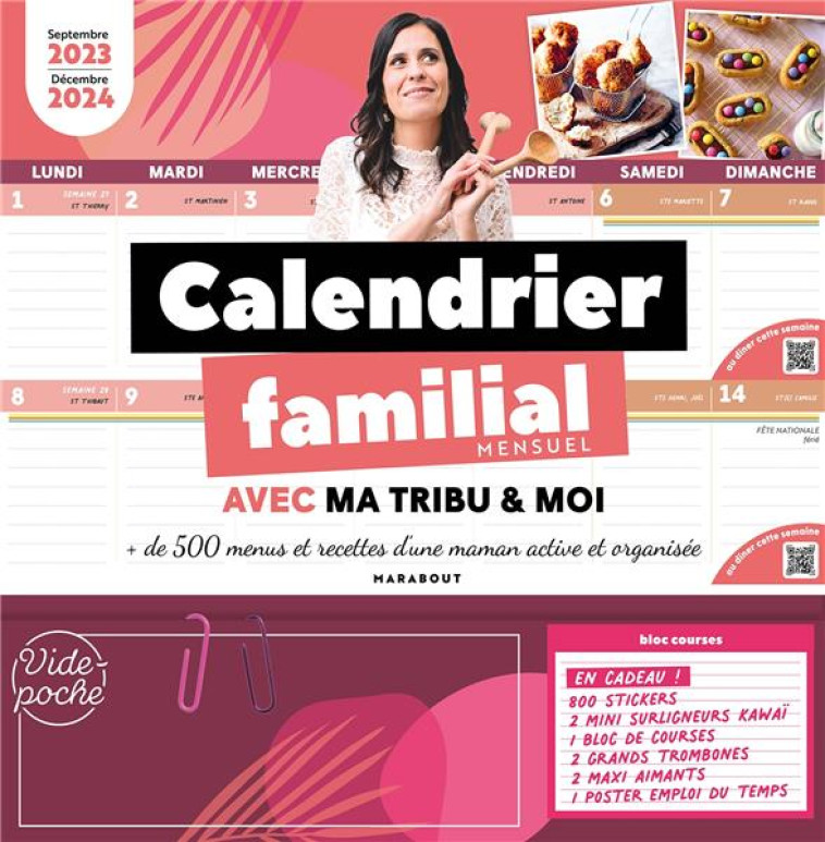 CALENDRIER FAMILIAL MA TRIBU ET MOI - SEPTEMBRE 2023 - DECEMBRE 2024 - GRYFFON JENNY - NC