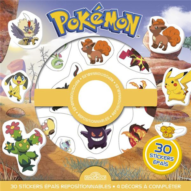 POKEMON - POCHETTE DE STICKERS EPAIS REPOSITIONNABLES - DES SCENES DE CHERCHE-ET-TROUVE A CREER A L' - THE POKEMON COMPANY - NC