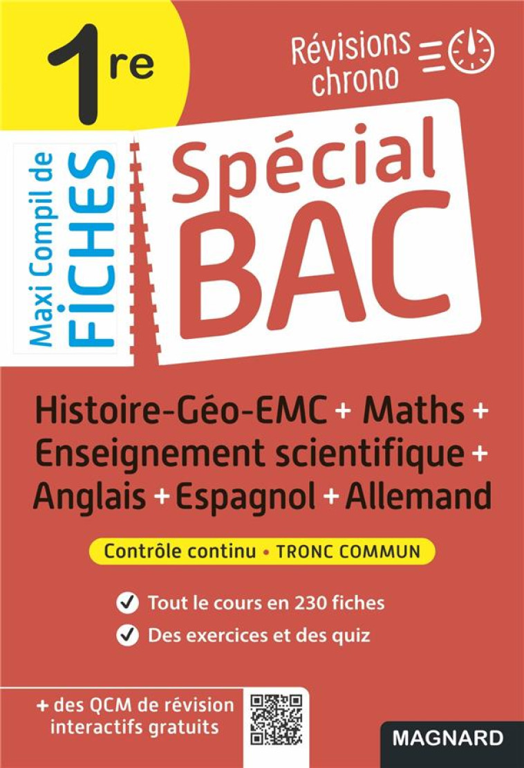 SPECIAL BAC MAXI COMPIL DE FICHES CONTROLE CONTINU 1RE BAC 2024 - TOUT LE PROGRAMME EN 230 FICHES : - DABOVAL/FONTY/GAREL - MAGNARD