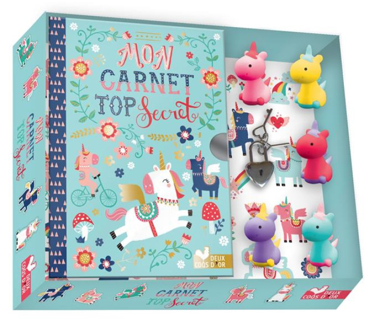 MON CARNET TOP SECRET LICORNES - COFFRET AVEC MINI GOMMES - ANGLICAS LOUISE - HACHETTE