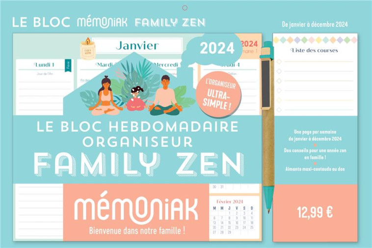 LE BLOC HEBDOMADAIRE MEMONIAK ORGANISEUR ZEN 2024, DE JANV. A DEC. 2024 - XXX - NC