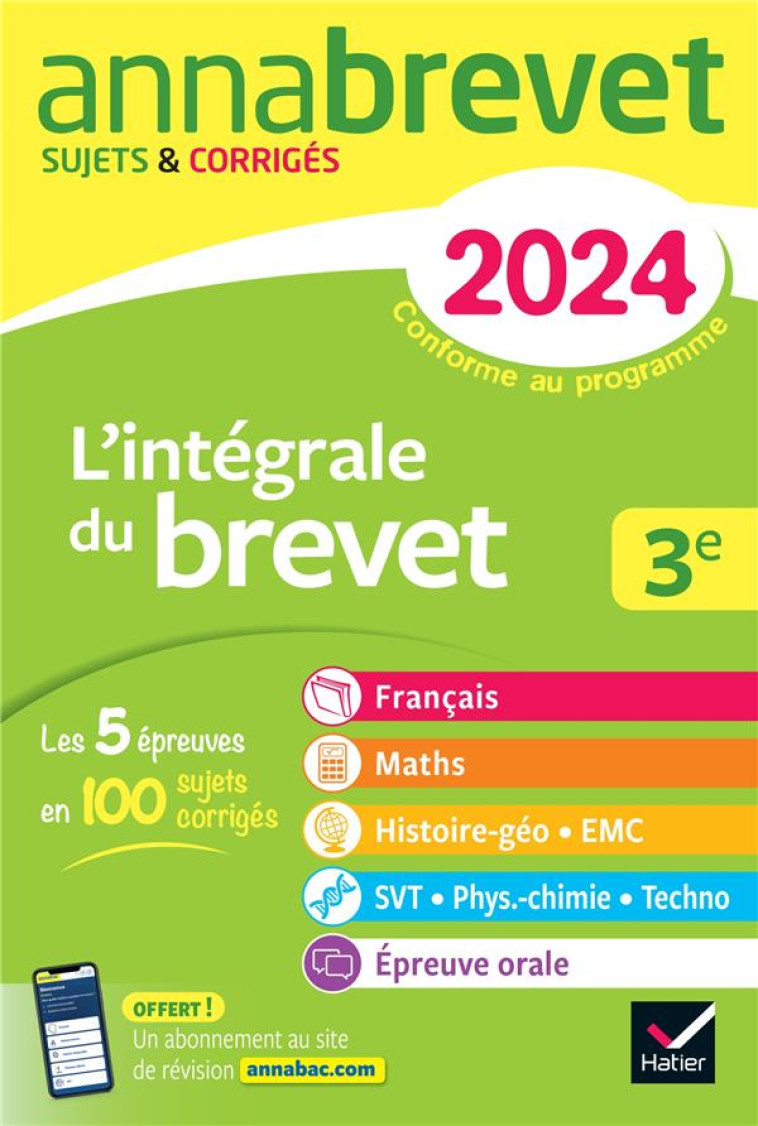 ANNALES DU BREVET ANNABREVET 2024 L'INTEGRALE DU BREVET 3E (TOUT-EN-UN) - TOUTES LES MATIERES DES EP - FORMOND/TAQUECHEL - DIDIER