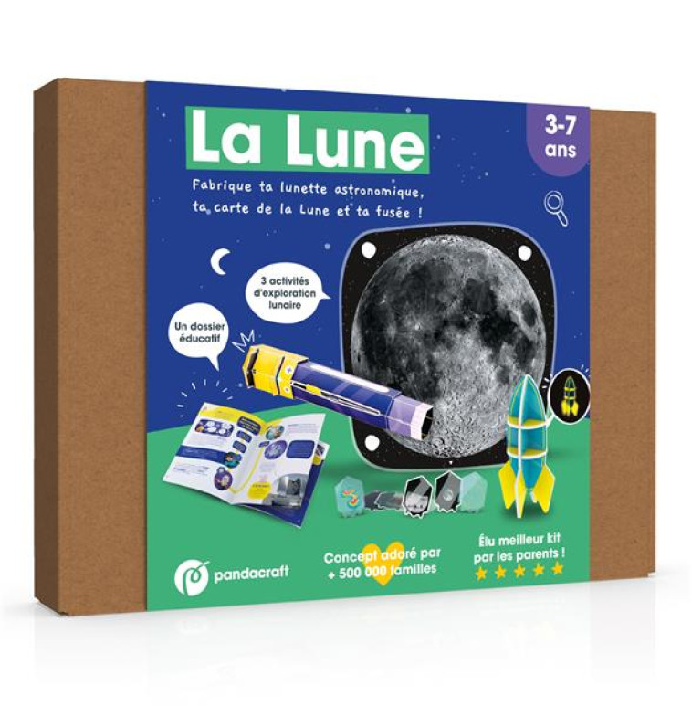 LA LUNE - KIT LUDO-EDUCATIF 3-7 ANS - FABRIQUE TA LUNETTE ASTRONOMIQUE, TA CARTE LUNAIRE ET TA FUSEE - XXX - NC