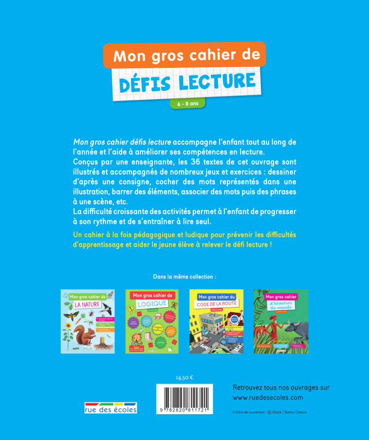 MON GROS CAHIER DE DEFIS LECTURE - 6-8 ANS -  Collectif - RUE DES ECOLES