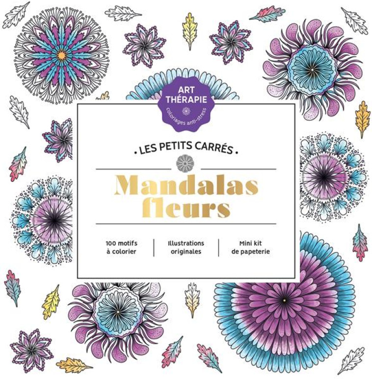 LES PETITS CARRES D'ART-THERAPIE MANDALAS FLEURS - XXX - HACHETTE