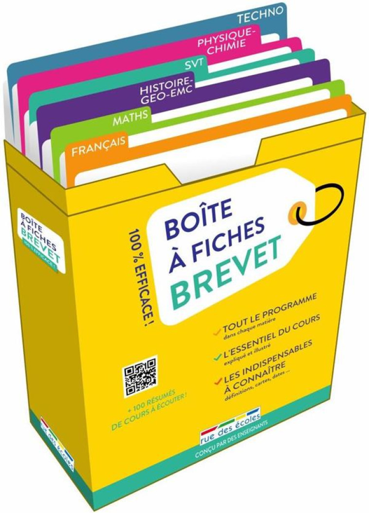 BOITE A FICHES BREVET - 180 FICHES POUR REUSSIR ! - COLLECTIF - ANNALES-RDECOLE