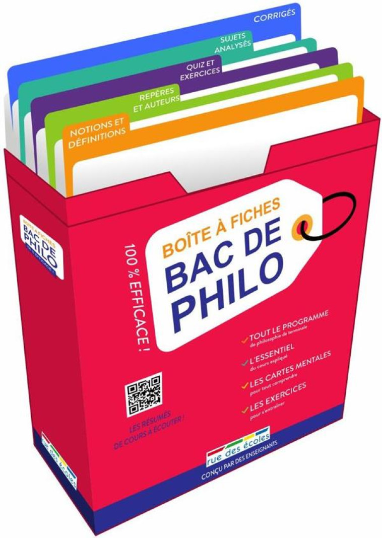 BOITE A FICHES BAC PHILOSOPHIE - 80 FICHES POUR REUSSIR ! - COLLECTIF - ANNALES-RDECOLE