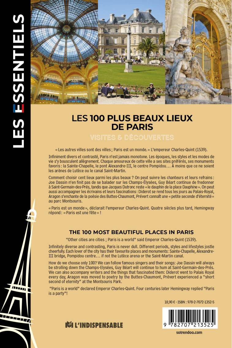 LES 100 PLUS BEAUX LIEUX DE PARIS - Francis Lecompte - INDISPENSABLE