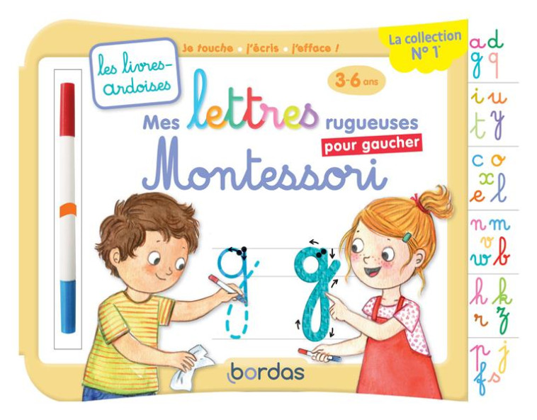 LES LIVRES-ARDOISES - MES LETTRES RUGUEUSES MONTESSORI POUR GAUCHER - HUDRISIER/LESCOAT - BORDAS