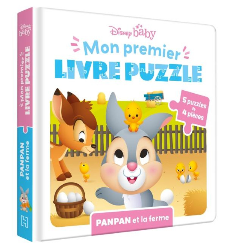 DISNEY BABY - MON PREMIER LIVRE PUZZLE - 5 PUZZLES 4 PIECES - PANPAN ET LA FERME - XXX - HACHETTE