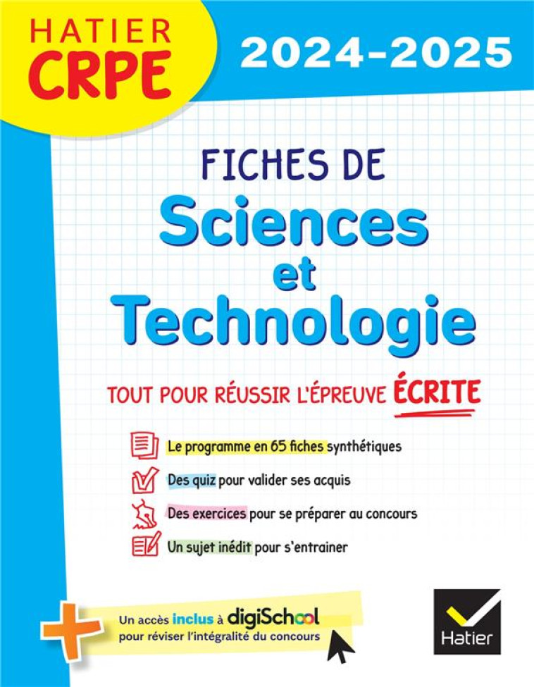 HATIER CRPE -  FICHES DE SCIENCES ET TECHNOLOGIE - EPREUVE ECRITE 2024/2025 - LARUELLE-DETROUSSEL - HATIER SCOLAIRE