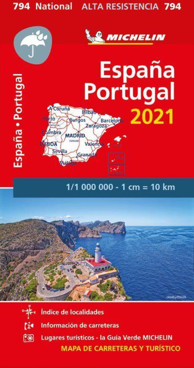 CARTE NATIONALE EUROPE - CARTE NATIONALE ESPANA, PORTUGAL 2021 - PAPEL ALTA RESISTENCIA / ESPAGNE, P - XXX - MICHELIN