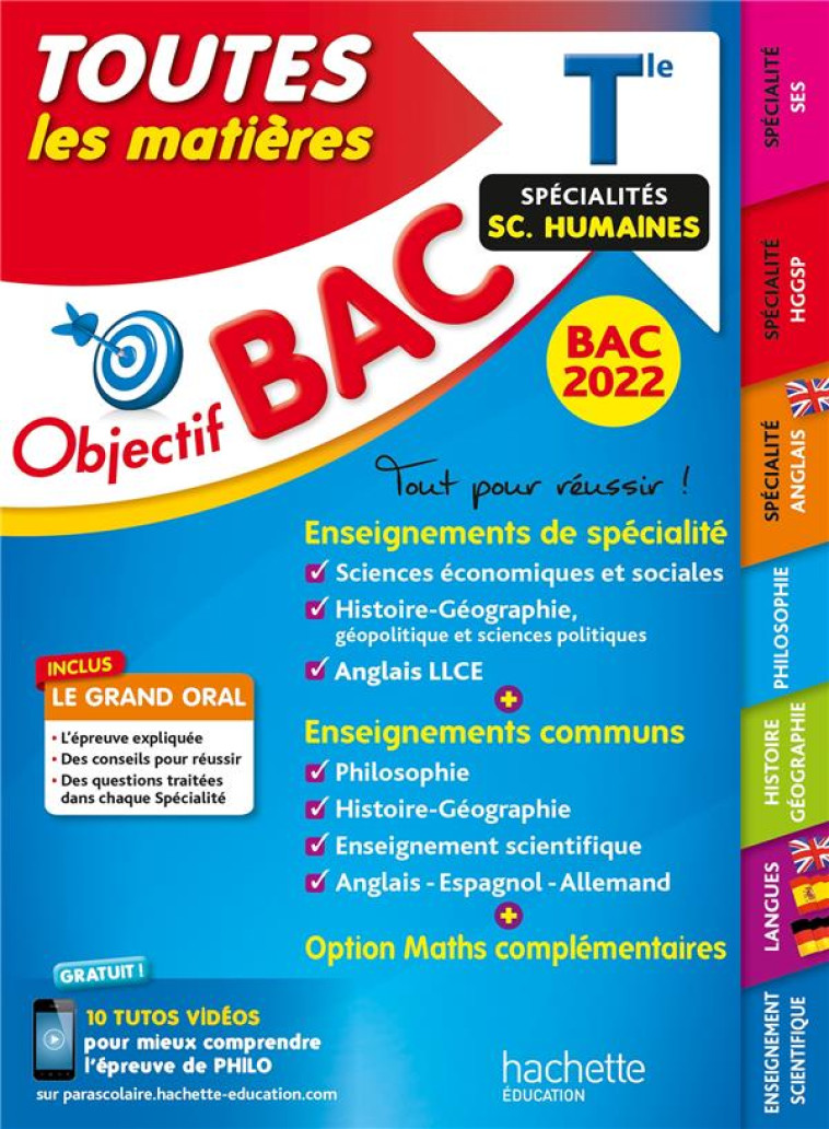 OBJECTIF BAC TOUTES LES MATIERES TERM SPECIALITES SCIENCES HUMAINES BAC 2022 - COLLECTIF - HACHETTE