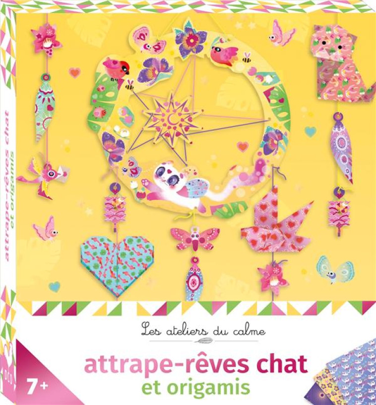 ATTRAPE-REVES CHAT ET ORIGAMIS - MINI-BOITE AVEC ACCESSOIRES - BOISSON MARIE-ROSE - NC