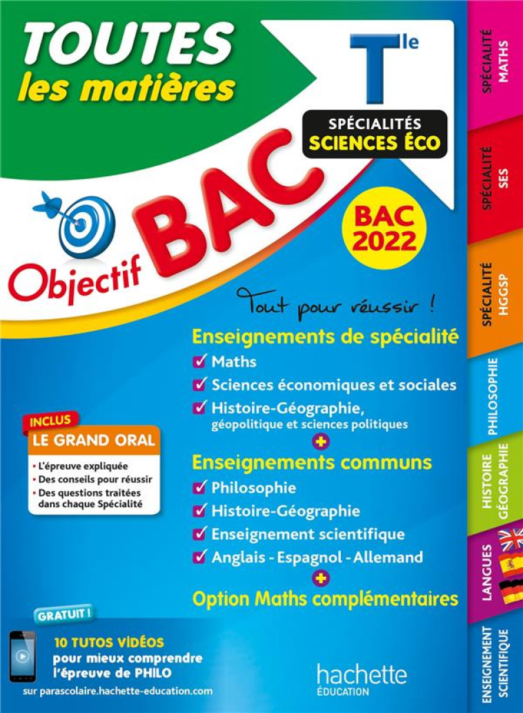 OBJECTIF BAC TOUTES LES MATIERES TERM SPECIALITES SCIENCES ECO BAC 2022 - BLIN/ZARDET/CHAMAND - HACHETTE