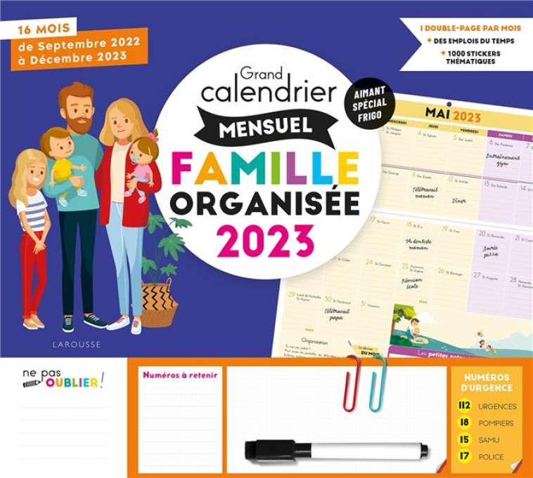 GRAND CALENDRIER MENSUEL  FAMILLE ORGANISEE 2023 - XXX - NC