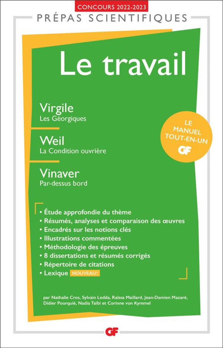 LE TRAVAIL - PREPAS SCIENTIFIQUES 2023 - VIRGILE, LES GEORGIQUES - WEIL, LA CONDITION OUVRIERE - VIN - COLLECTIF - FLAMMARION