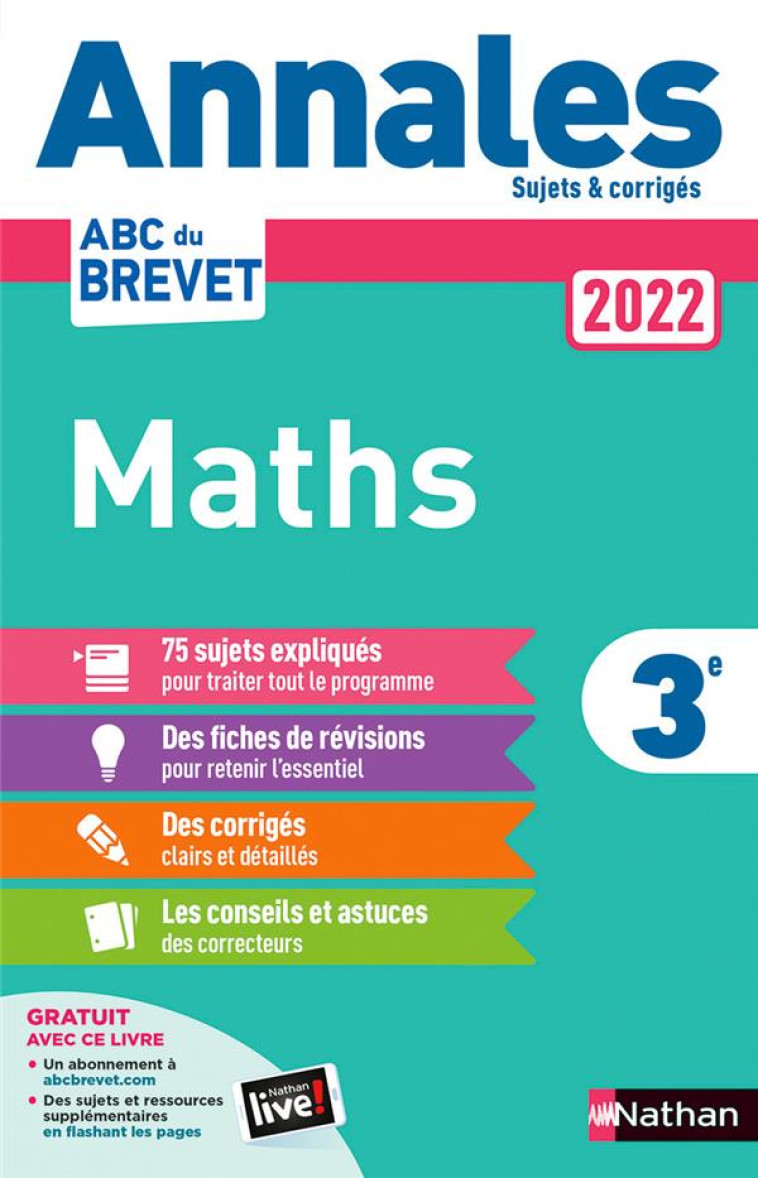 ANNALES BREVET 2022 MATHS - CORRIGE - MORA/FEUGERE - CLE INTERNAT