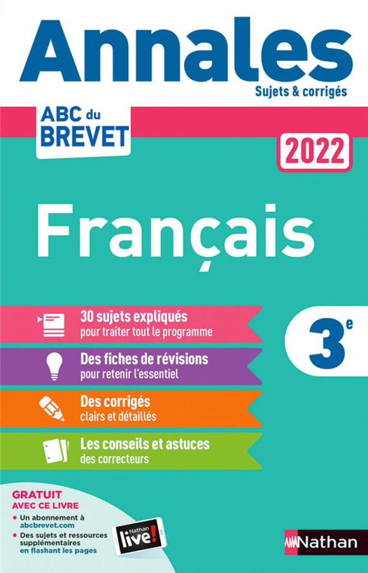 ANNALES BREVET 2022 - FRANCAIS - CORRIGE - BOUHOURS THOMAS - CLE INTERNAT