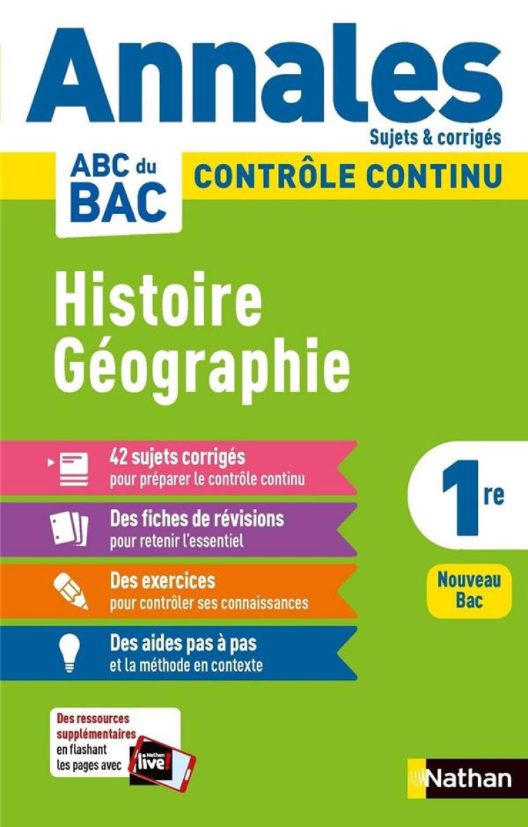 ANNALES ABC DU BAC 2024 - HISTOIRE-GEOGRAPHIE 1RE - CORRIGE - VOL09 - MARZIN/BENBASSAT - CLE INTERNAT