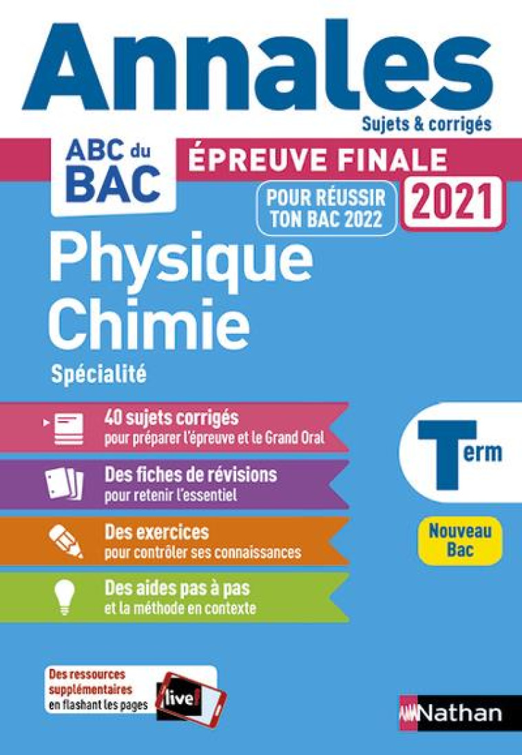 ANNALES BAC 2021 PHYSIQUE CHIMIE TERM - CORRIGE - MARTEAU KARINE - CLE INTERNAT