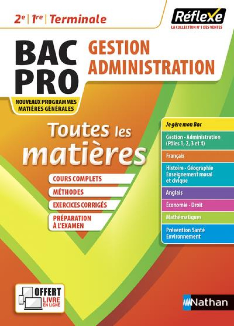 TOUTES LES MATIERES BPRO GA - REFLEXE N 12 2021 - VOL12 - BESSON/BOULET/LINA - CLE INTERNAT