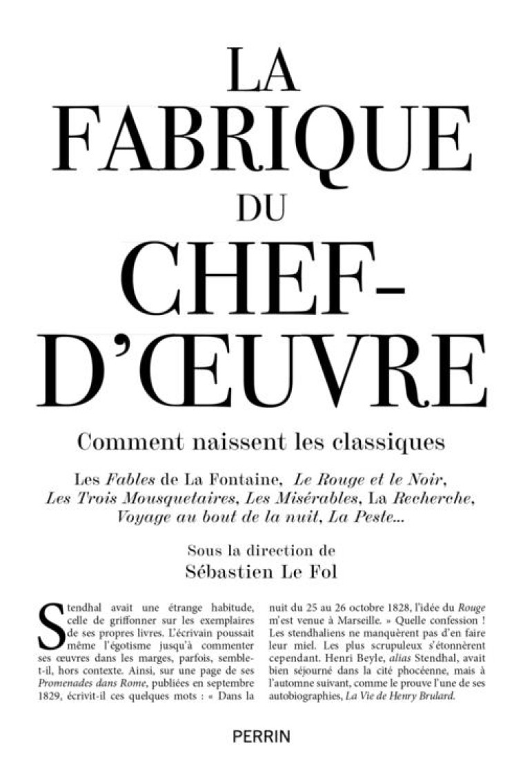 LA FABRIQUE DU CHEF D-OEUVRE - COLLECTIF - PERRIN