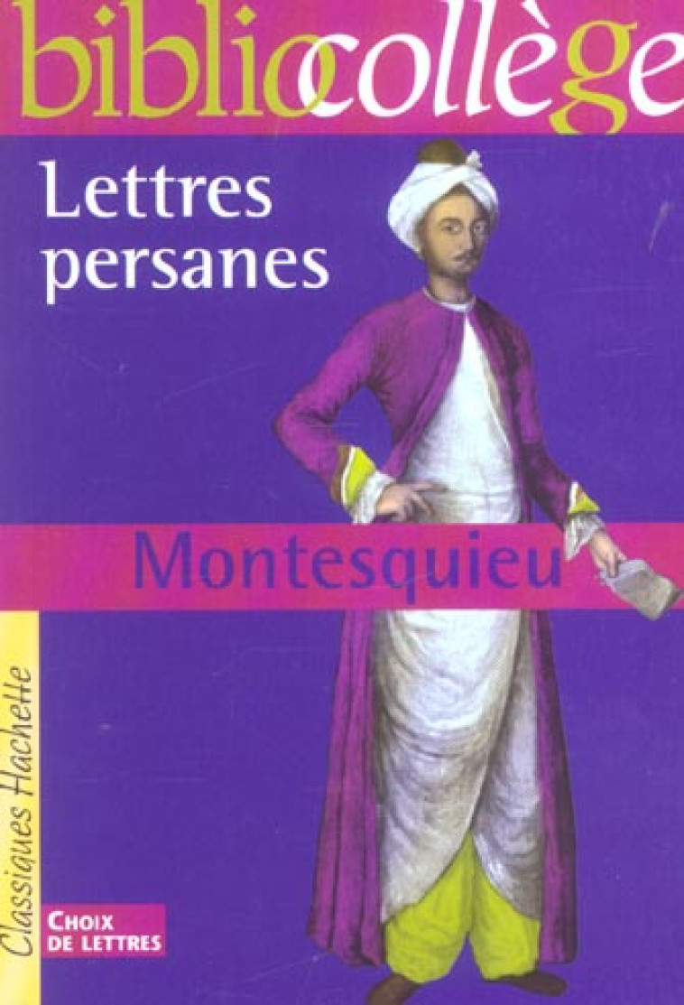 BIBLIOCOLLEGE - LETTRES PERSANES, MONTESQUIEU - MONTESQUIEU - HACHETTE