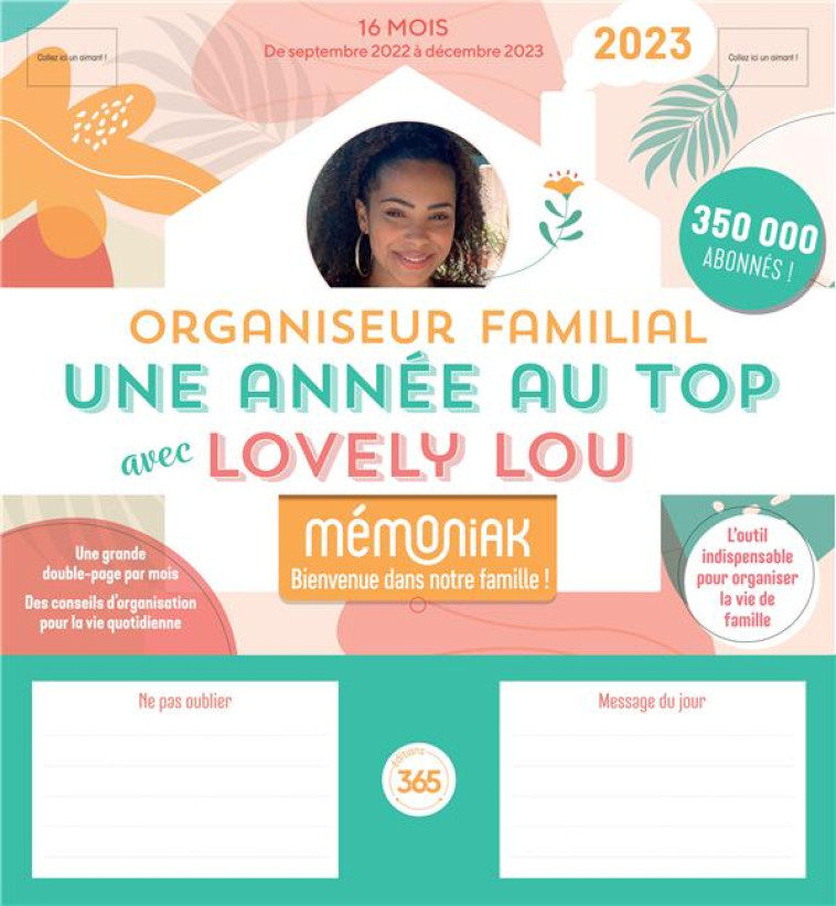 ORGANISEUR MEMONIAK UNE ANNEE AU TOP AVEC LOVELY LOU, CALENDRIER MENSUEL (SEPT. 2022- DEC. 2023) - LOVELY LOU - NC