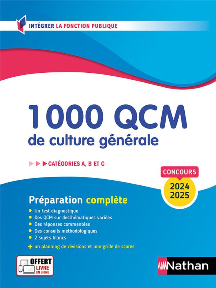 1 000 QCM DE CULTURE GENERALE - CATEGORIES A, B, C - 2024-2025 - N  28 - GRASSER SYLVIE - CLE INTERNAT